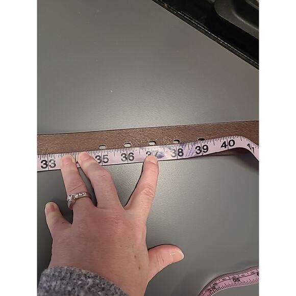 Fossil WMS Leather Belt Solid Brown Square Silver Buckle XL Adjustable 35-39" - Picture 10 of 10
